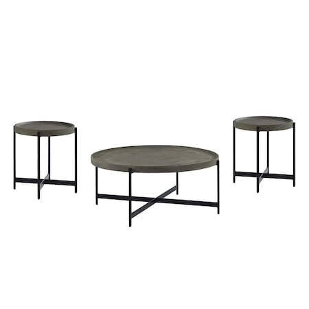 Alaterre Furniture Brookline 3-Piece Living Room Set with 42" Round Coffee Table and Two 20" End Tables AWBL181842CC